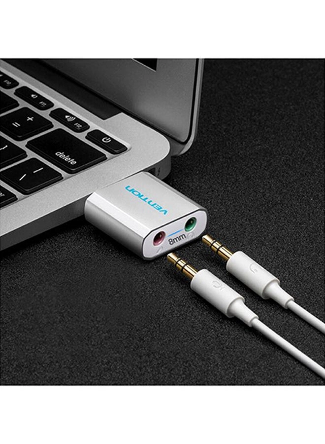 USB External Sound Card - Stereo Earphone Mic Adapter for PC/Laptop/PS4