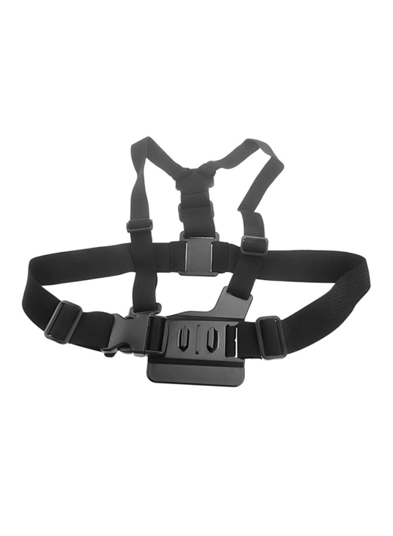 Adjustable Elastic Body Chest Strap And Shoulder Belt With Tripod Base Mount - Black