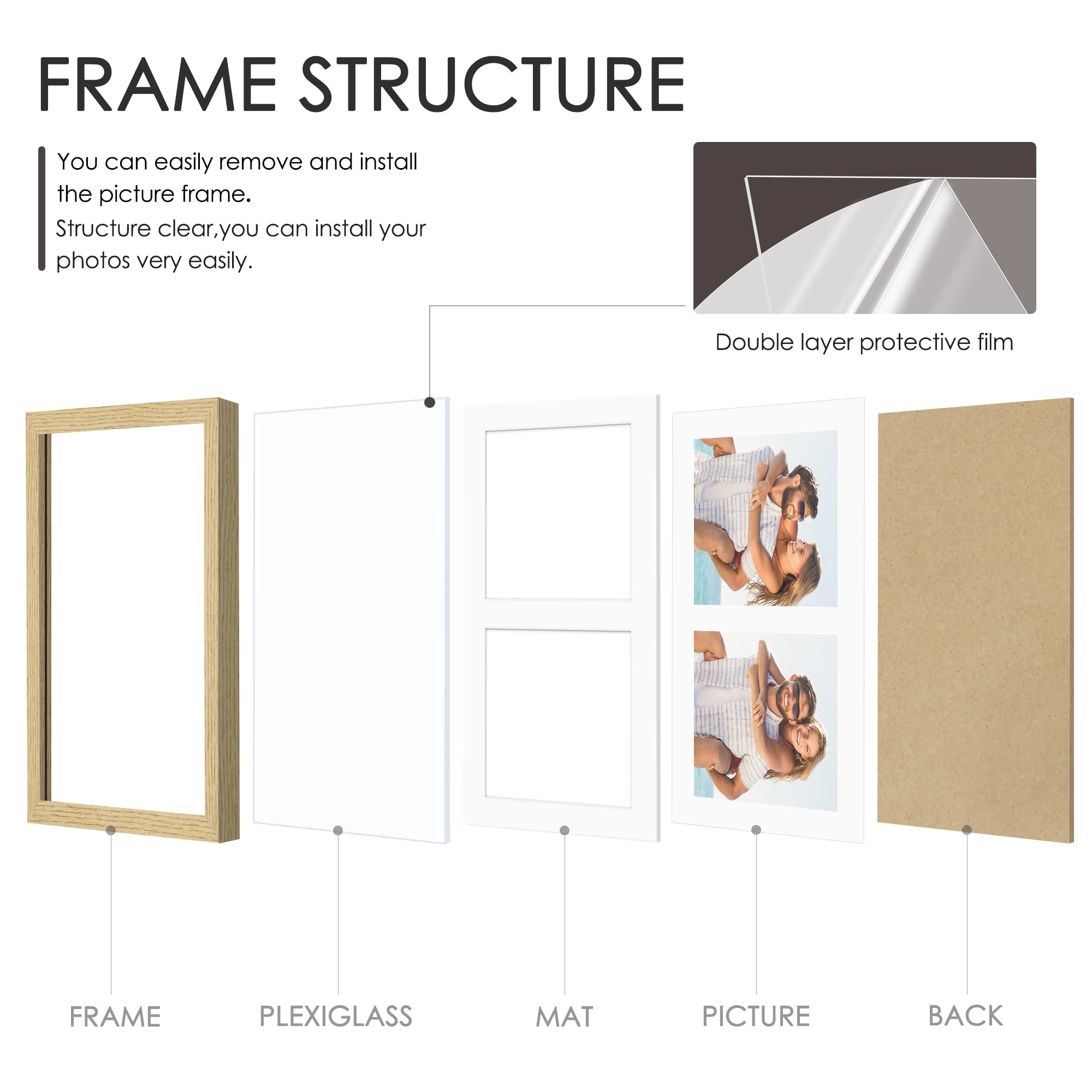 Double Picture Frame - 8x10 Two 4x6