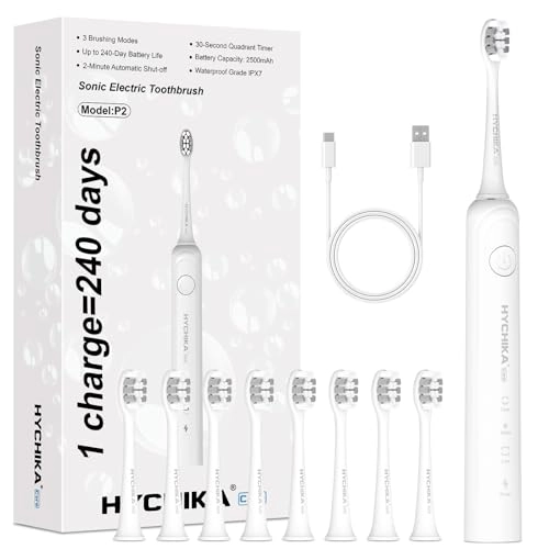 Sonic Electric Toothbrush - 240 Days Battery Life 8 Replacement Heads 3 Modes