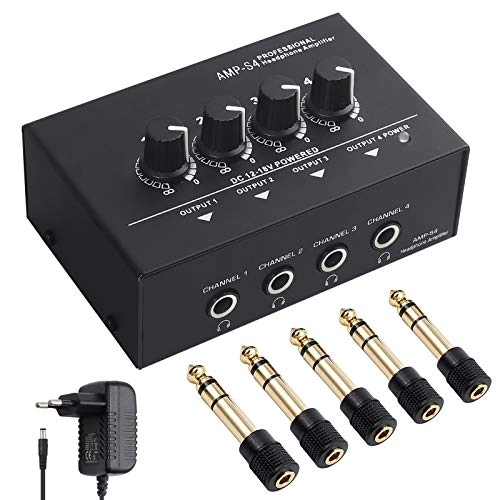 4 Channel Portable Stereo Headphone Amplifier - 4 Volume Controls 12V