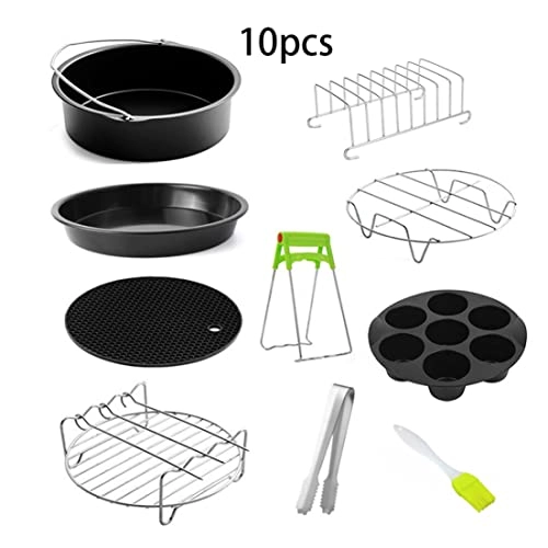 Cake basket + Pizza plate + BBQ grill + Cake mold + Toaster rack + Steam rack + Food clamp + Kitchen board clamp + Oil brush + Silicone pad - Carbon steel,stainless steel 10pcs