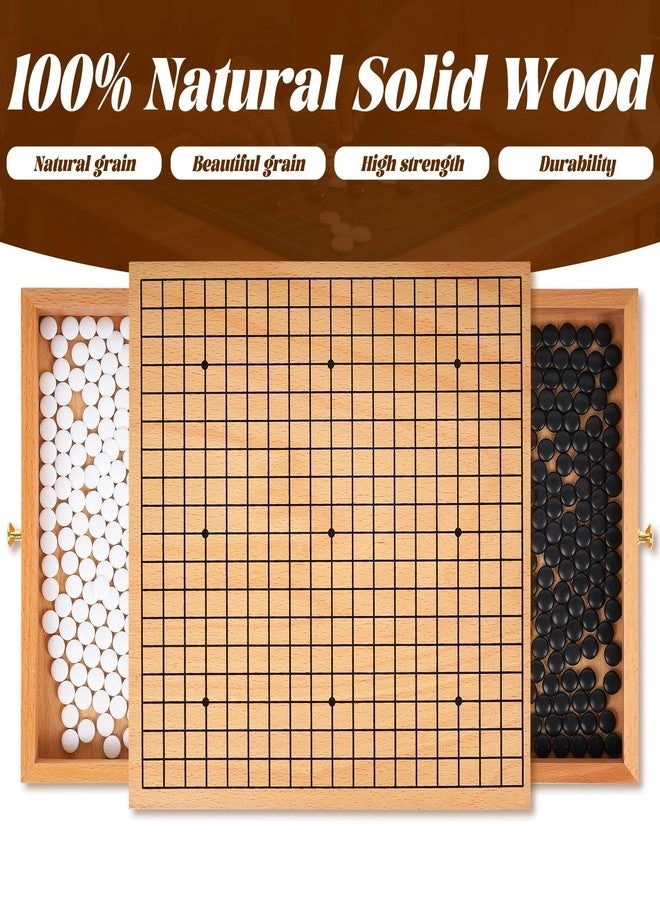 Go Game Set - Wooden Pull-Out Storage Drawers Black and White Stones