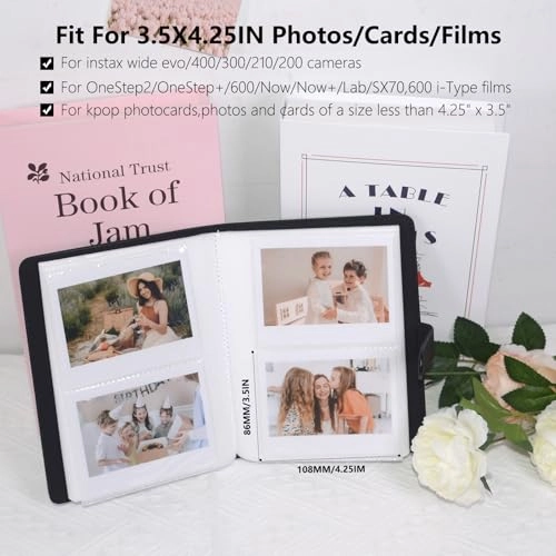 4.25x3.5" 80 Pockets PU Leather Photo Album