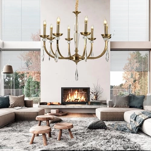 8 Light Antique Brass Italian Chandelier - 3000 Kelvin
