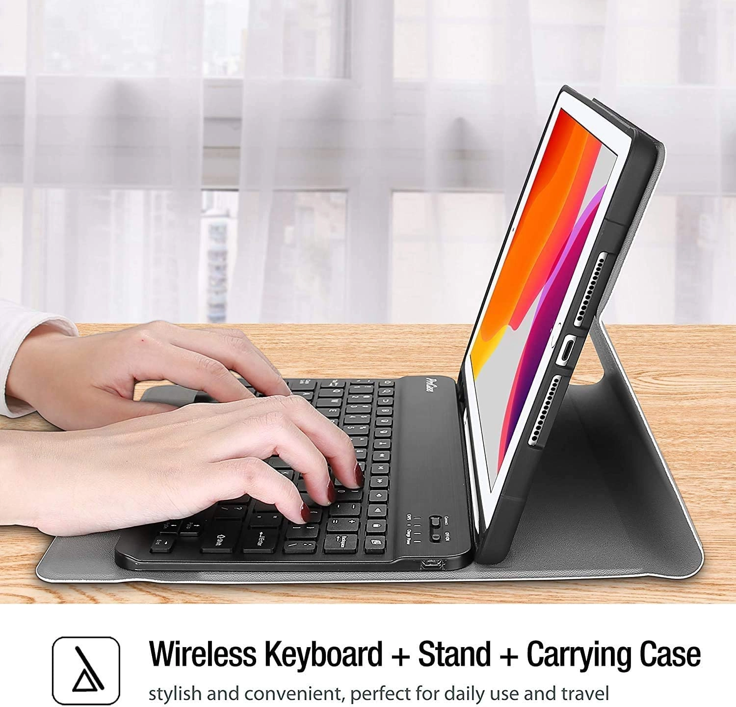 Bluetooth Keyboard Case with Auto Sleep/Wake and Pencil support for iPad (8th generation) 10.2-inch, iPad (7th generation) 10.2-inch, iPad Air (3rd generation) 10.5-inch, iPad Pro 10.5-inch (2017)