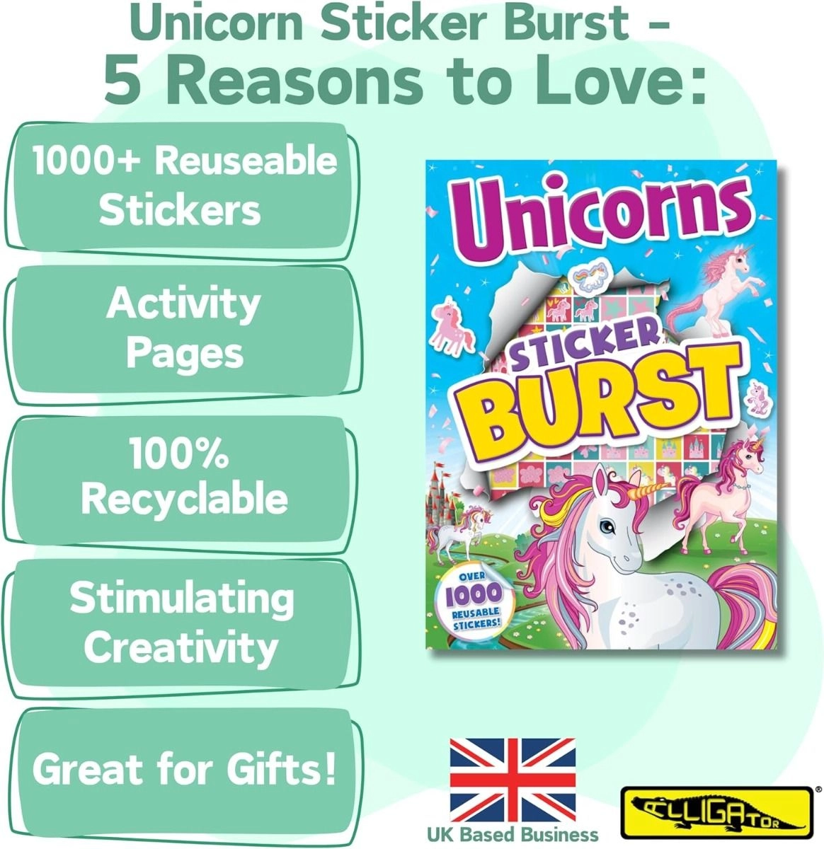 Unicorns Sticker Book Reusable 1000 pcs