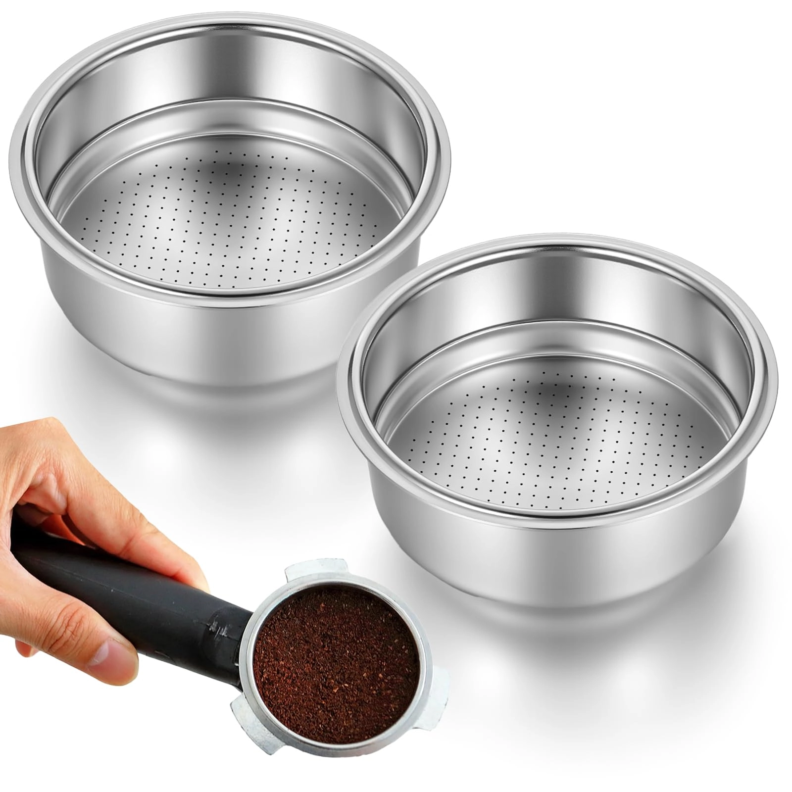 mbaiyo 51mm stainless steel coffee filter - 1+2 Cups Capacity