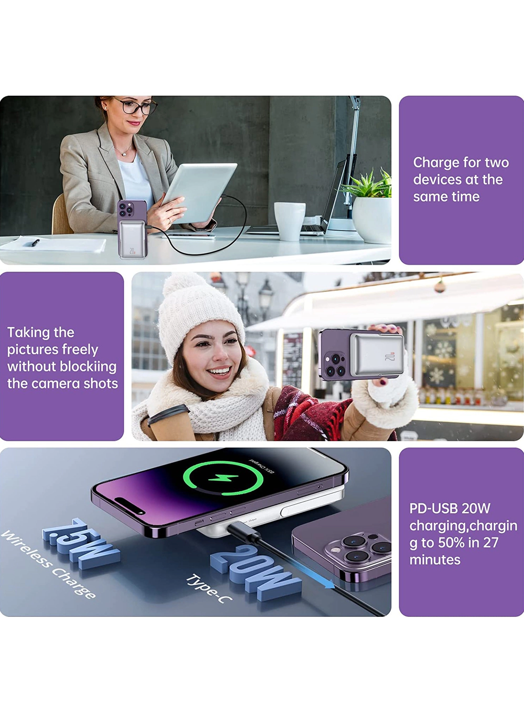 Wireless Portable Charger - Mag-Safe 37 Watt-hour 20W