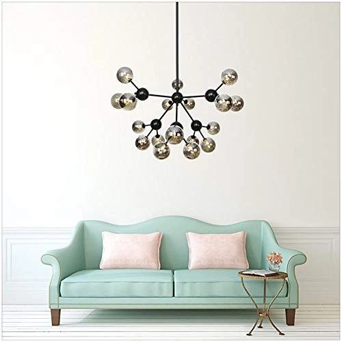 Magic Bean Molecular Chandelier - G4 LED 18 heads Black smoke-grey lampshade