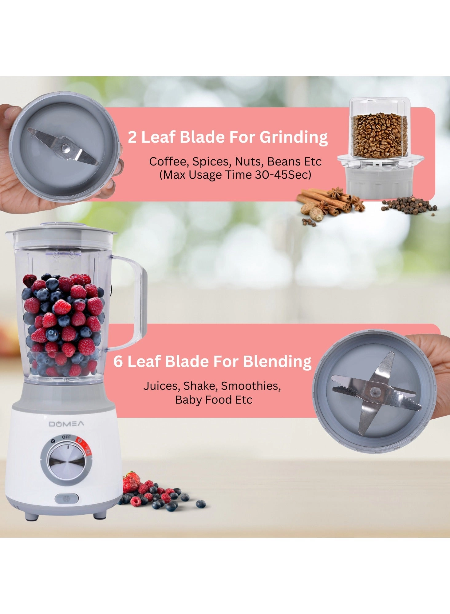 KB125N - Blender & Grinder Combo 2-Speed Pulse Stainless Steel Blades