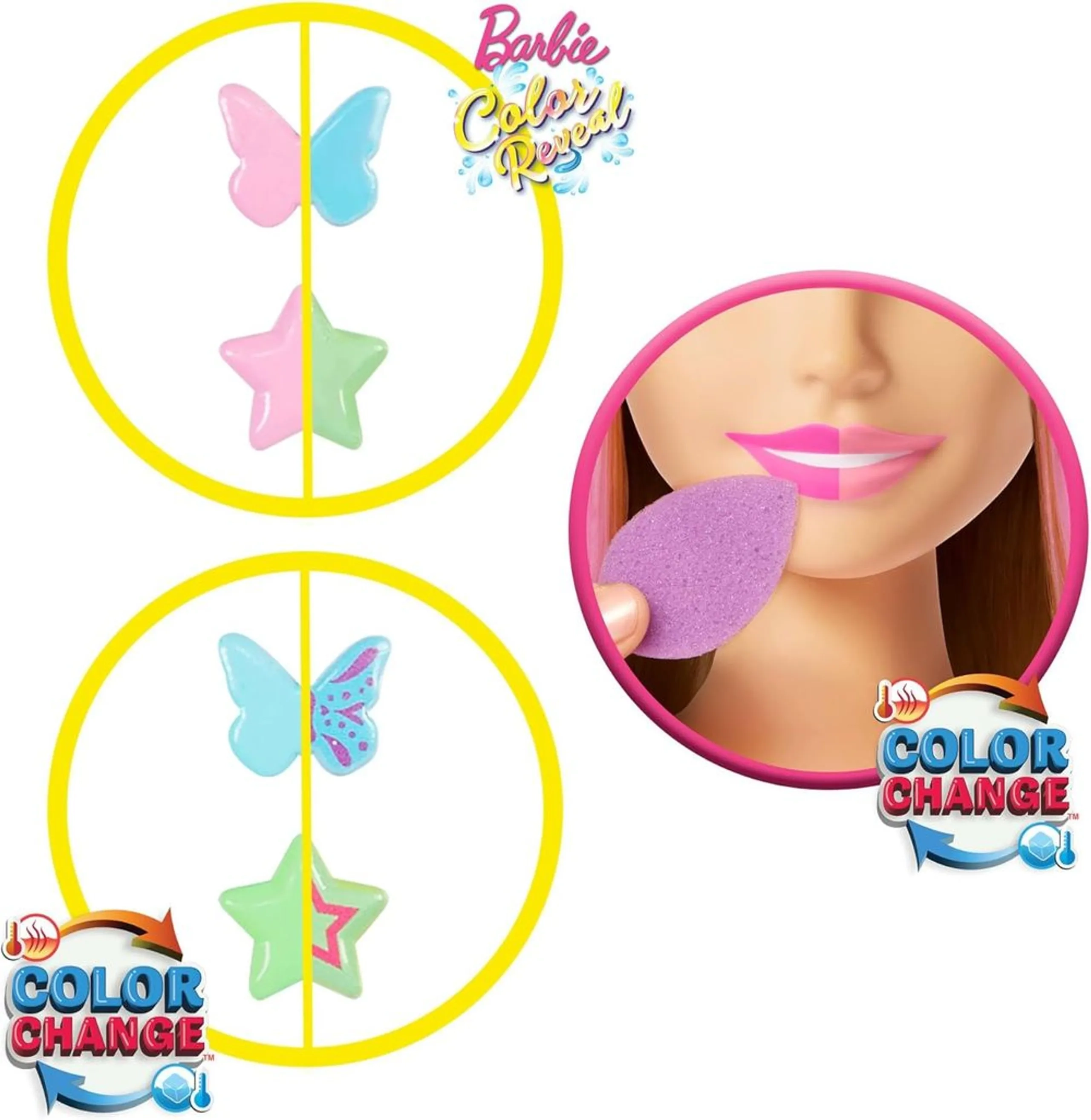 Younger Kid Styling Head Playset - Blonde hair with pastel pink, orange and turquoise streaks Color-Change Ages 3+