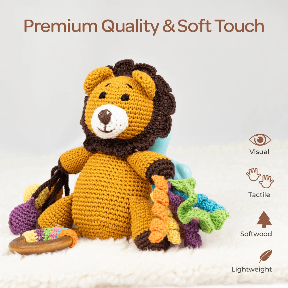 Crochet Ring Rattle Toy - Suitable for 0 month & above premium cotton yarn Tiger