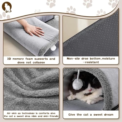 Cat Tunnel Bed - 70L x 60W x 22Th centimeters Cotton