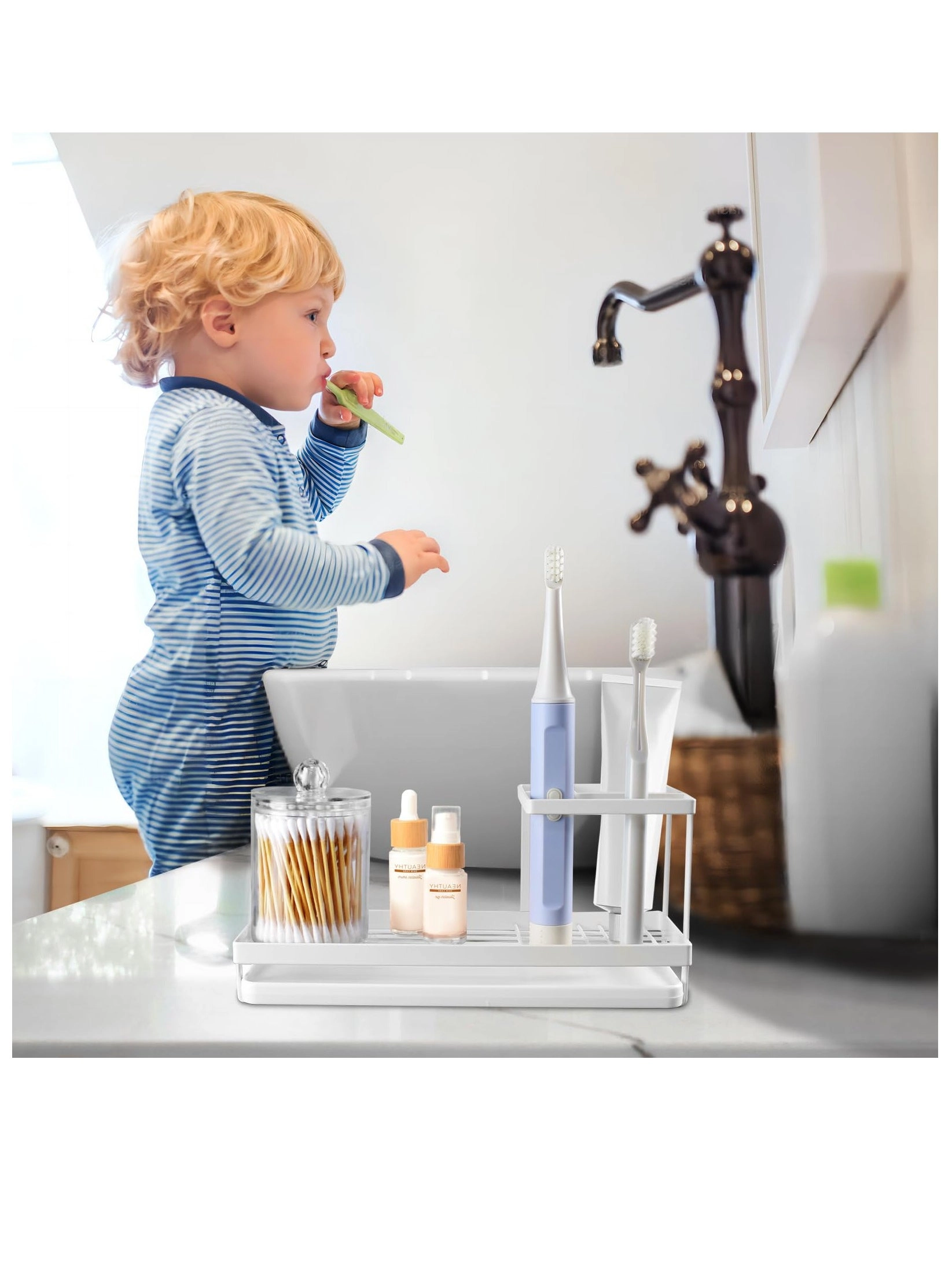 Toothbrush Holder - 4 Slots Bathroom Countertop