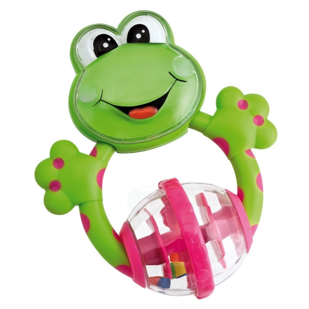 Chicco Fun Teething Rattle Frog - 3 months soft plastic