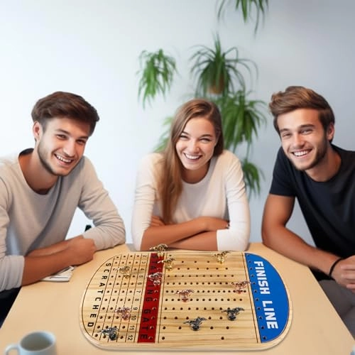 Horse Racing Board - 11 Metal Horses Pine Wood