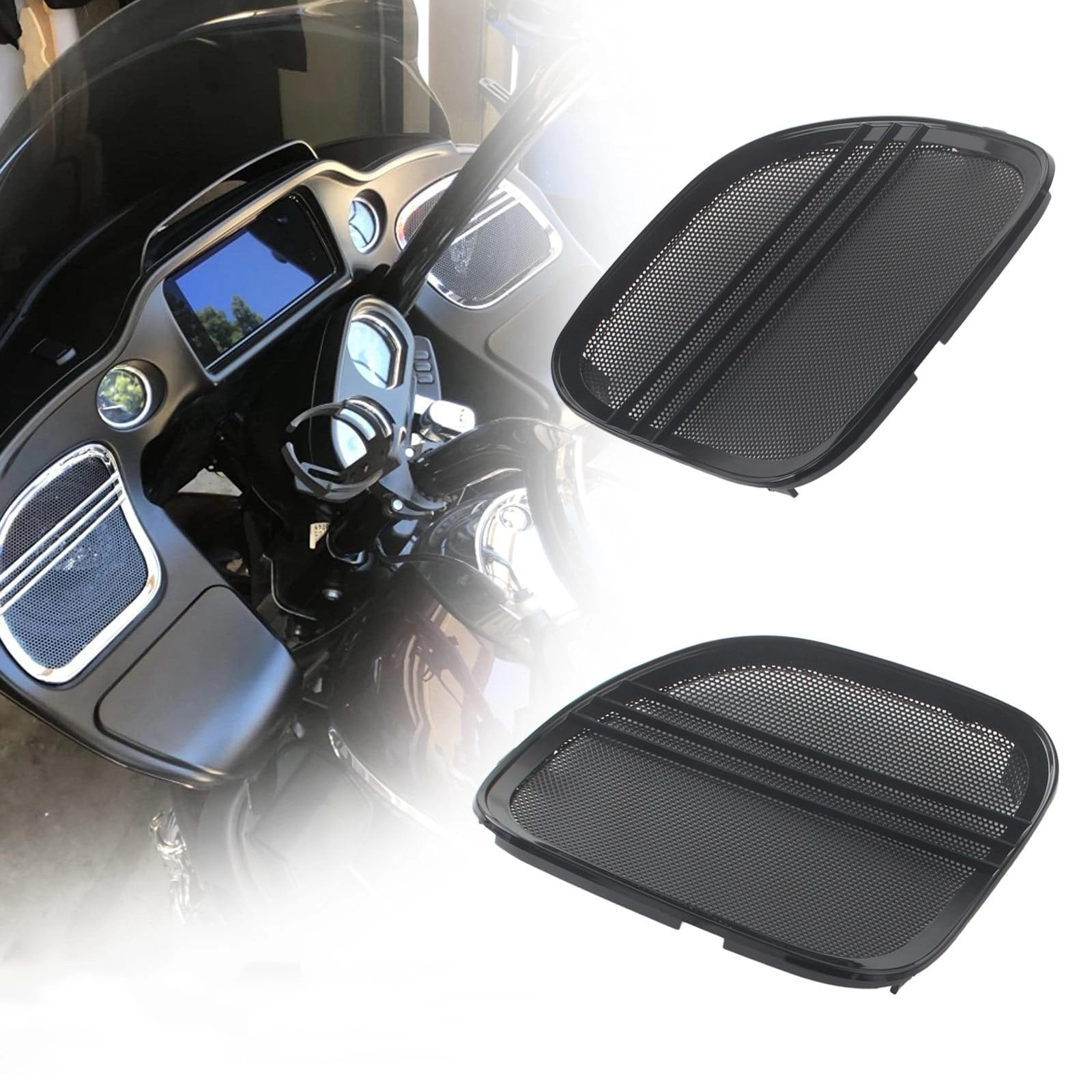 SlowFINest Tri-Line Speaker Grills Cover Trim - Harley Road Glide FLTRX FLTRK FLTRXS 2015+ 2022 2023 Front Left Right