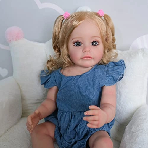 Reborn Baby Doll - 22inch 55cm Vinyl Silicone Girl Long Hair Ages 3+