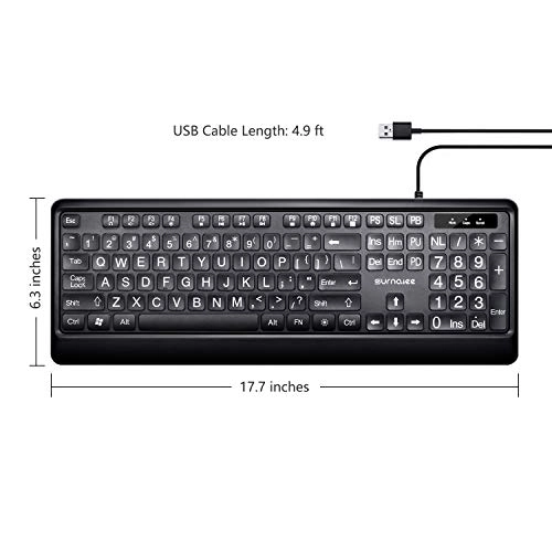 Large Font Print USB LED Backlit Keyboard - QWERTY Wired