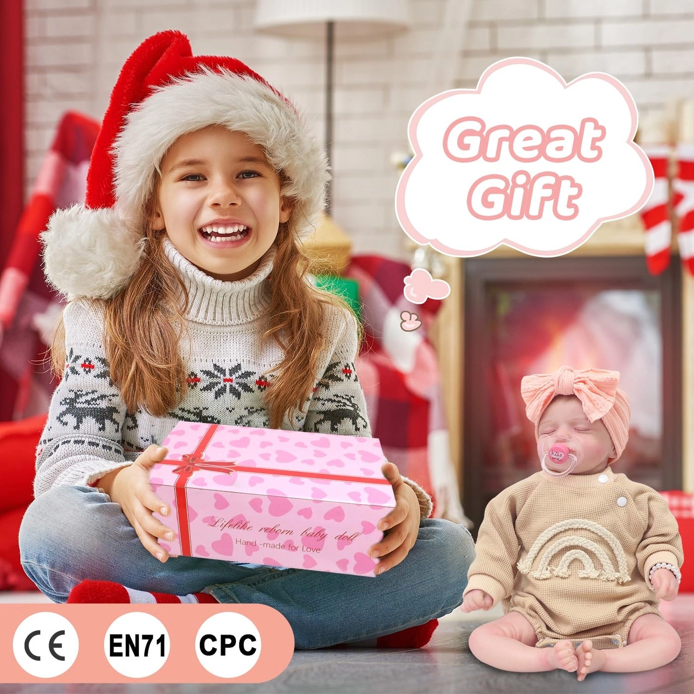 Reborn Baby Doll - 18 Inch Soft Cloth Body Sleeping Ages 3+ Set