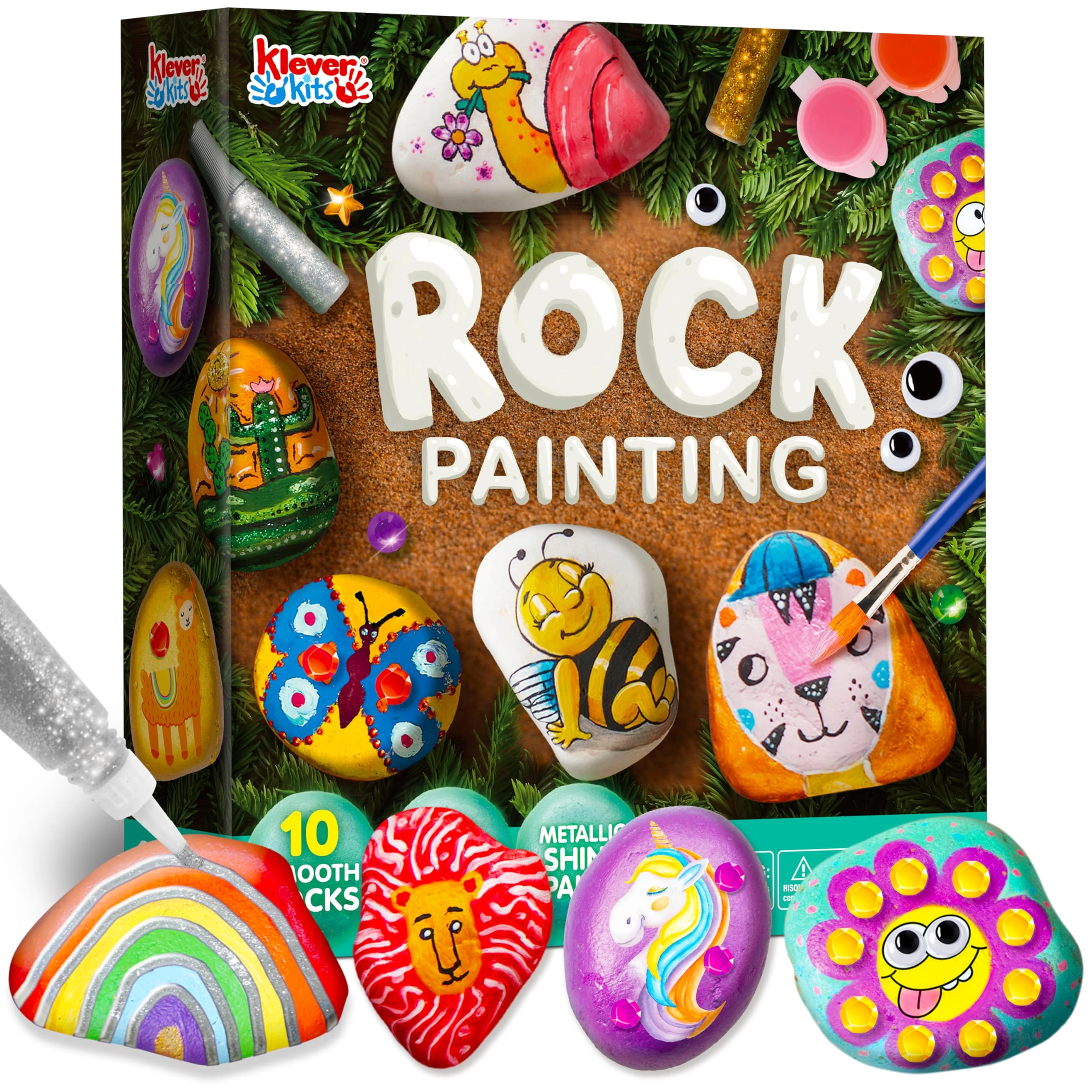 Joyin Rock Painting Kit - 38 pieces 4 brushes