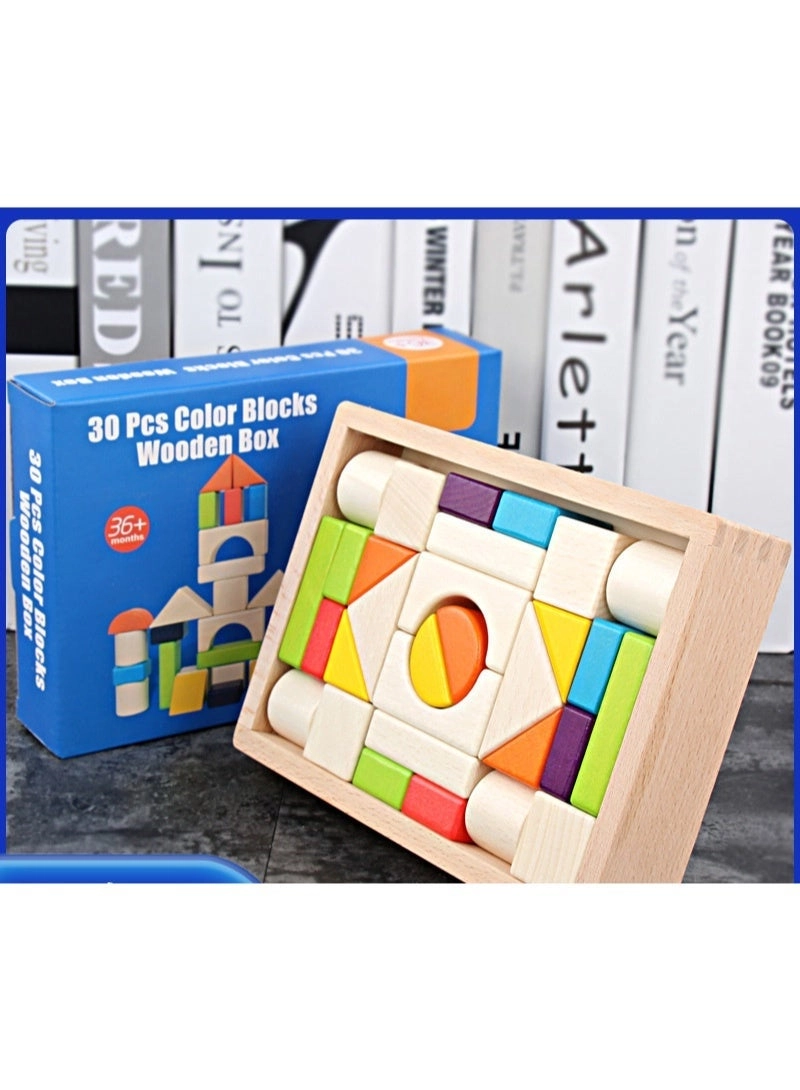 Wooden Building Blocks Set - 30 pcs