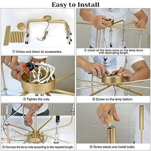 Modern Golden Chandelier - Dimmable