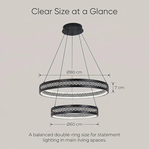 Double Circle LED Chandelier - 3000K–6000K Dimmable