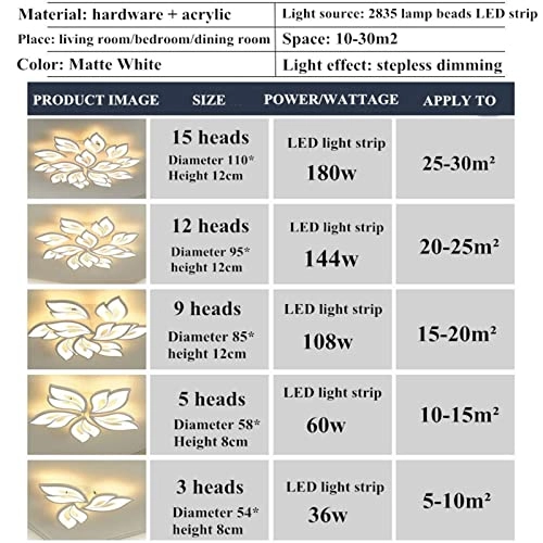 LED Chandelier Ceiling Light - Dimmable Remote Control