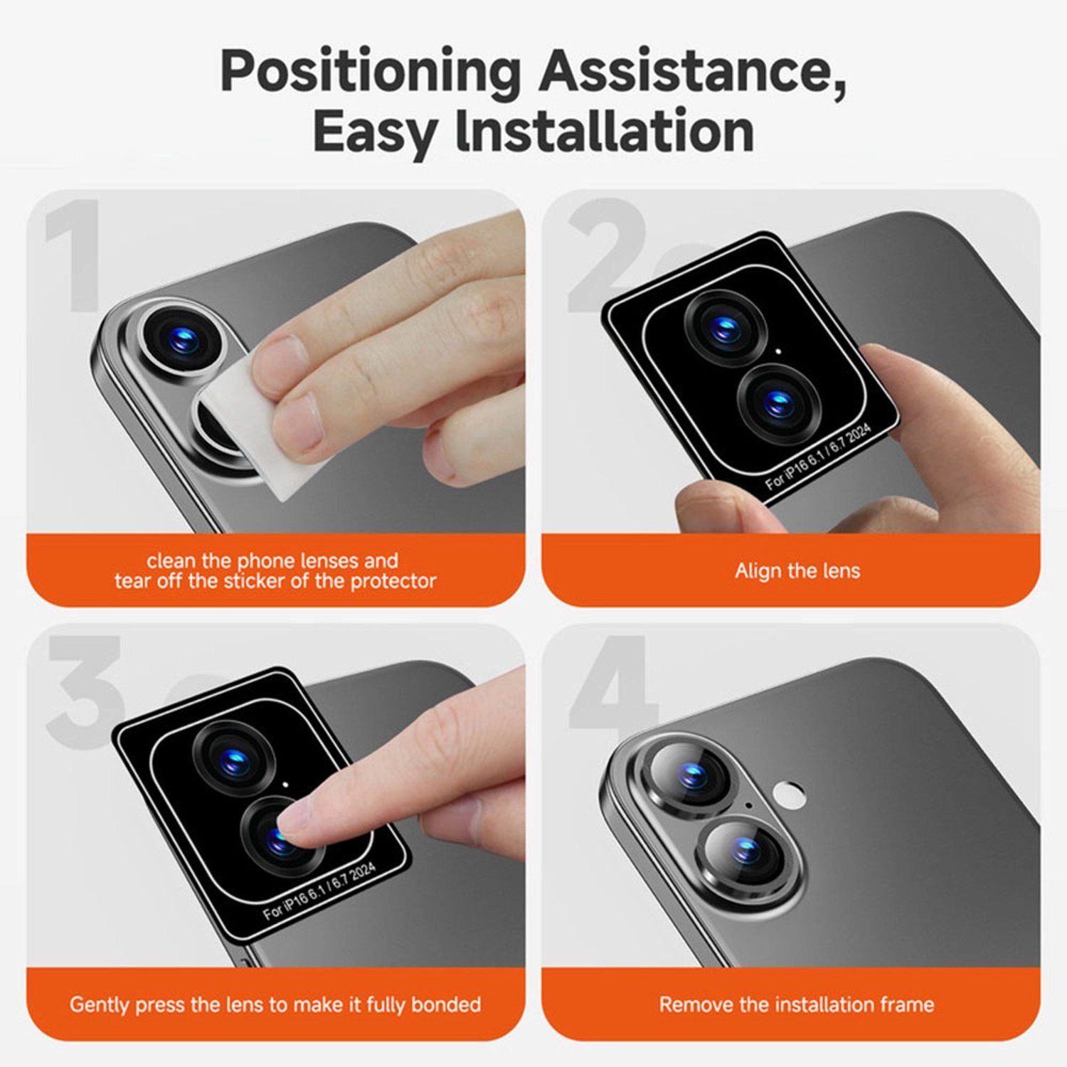 Clear Anti-Fingerprint Camera Lens Protector for iPhone 16