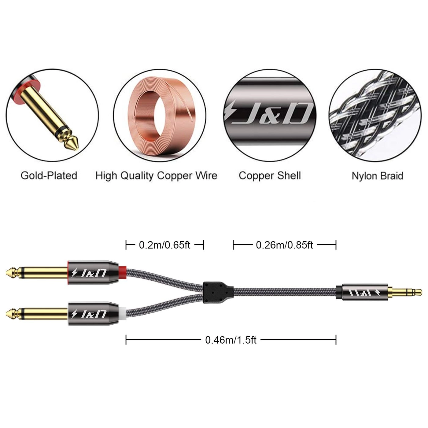1/8 to 1/4 Stereo Cable - 9 Feet