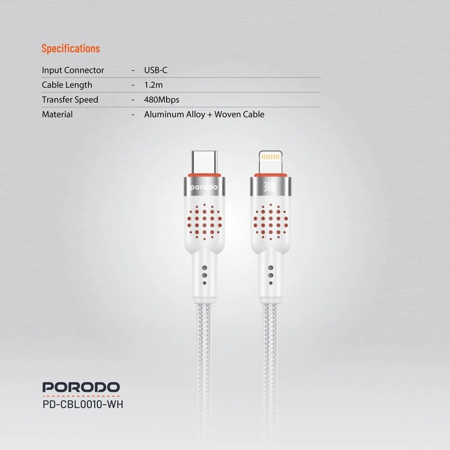 PD-CBL0004 USB-C to Lightning Cable 1.2m
