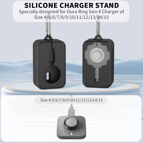 Silicone Charger Protector Cover - Compatible with Oura Ring 4 Charger Shockproof Black