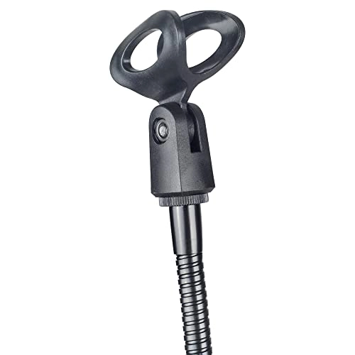 Compact microphone holder - flexible gooseneck swivel microphone clip 1/4 inch adaptor