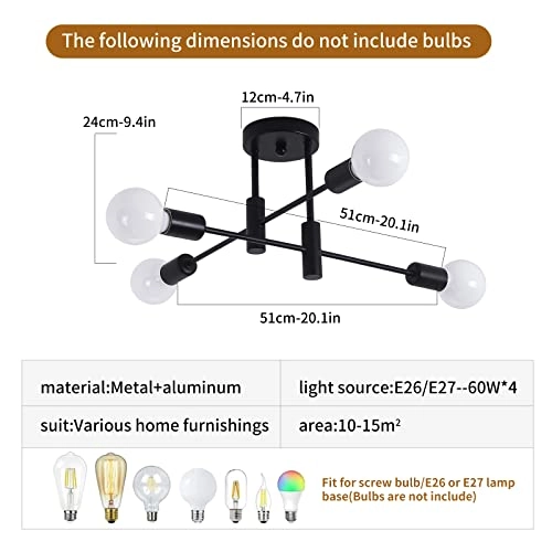 Modern Pendant Light - 4 Lights Black