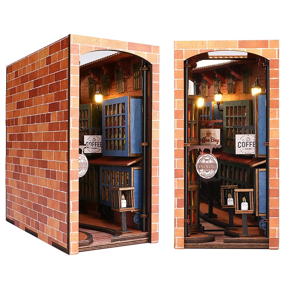 Fsolis Book Nook Kit - 3D Wooden Puzzle Wood