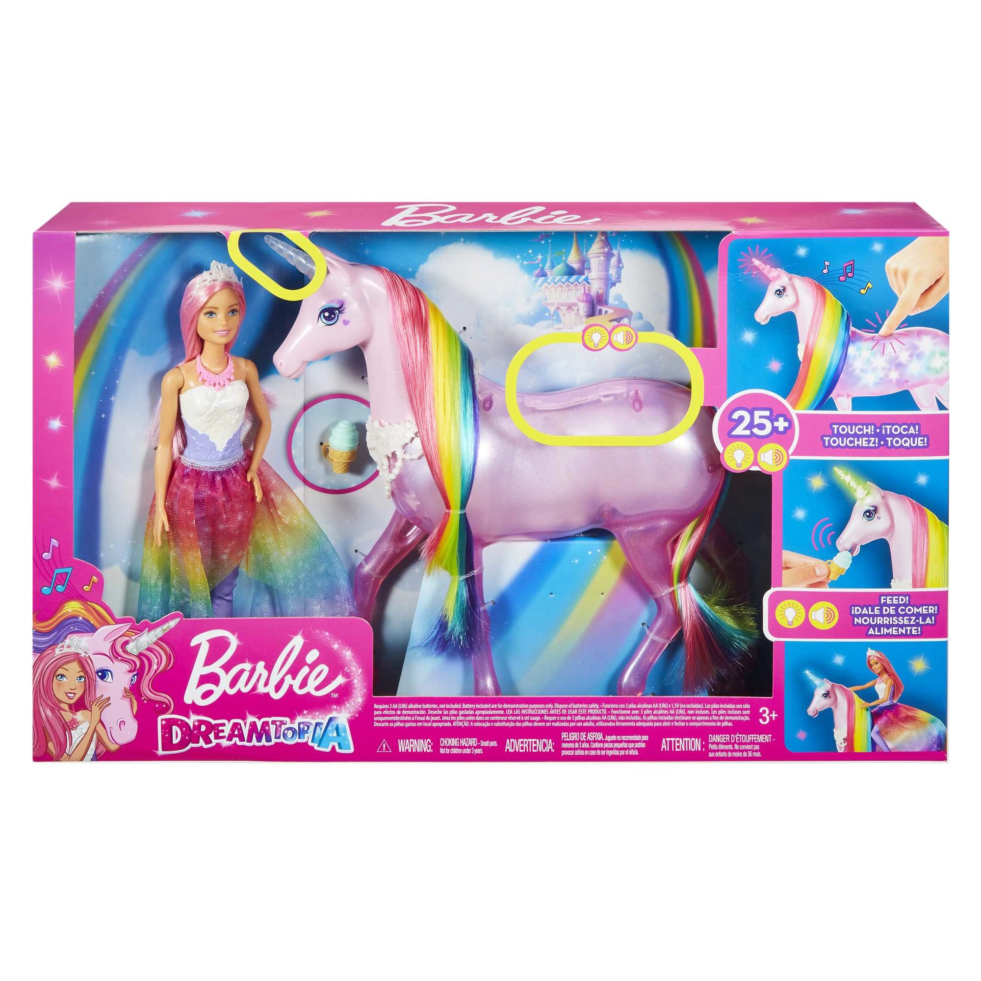 Barbie Dreamtopia Magical Lights Unicorn - Rainbow Mane Lights & Sounds Ages 3+