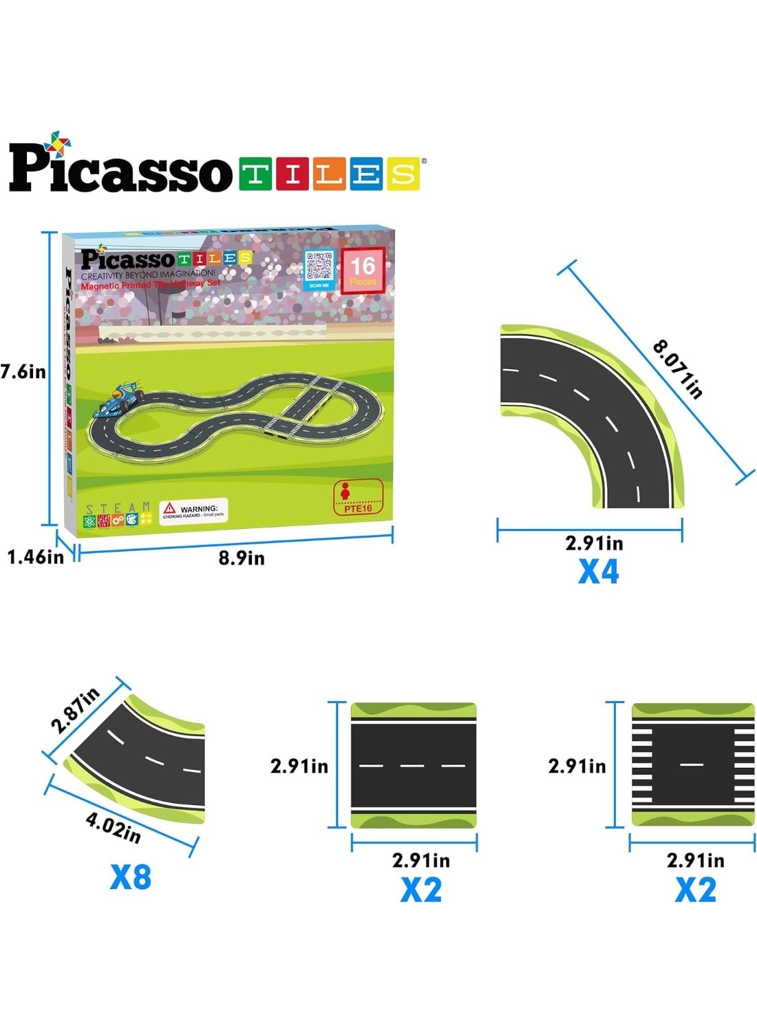 Magnetic Tiles Highway Printed Set - 16pcs