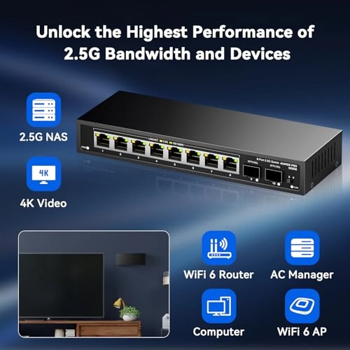 10 Port| 8*2.5G Port+2*10G SFP 120W 9-ports