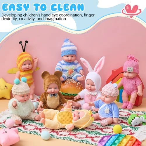 Reborn Baby Doll - 8 Pcs 7 Inch Ages 3+ Gift Set