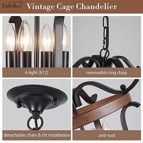 Farmhouse Chandelier - 4 Lights E12 Base