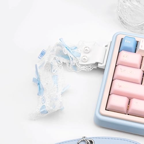 Custom Keyboard Straps - Blue White Lace