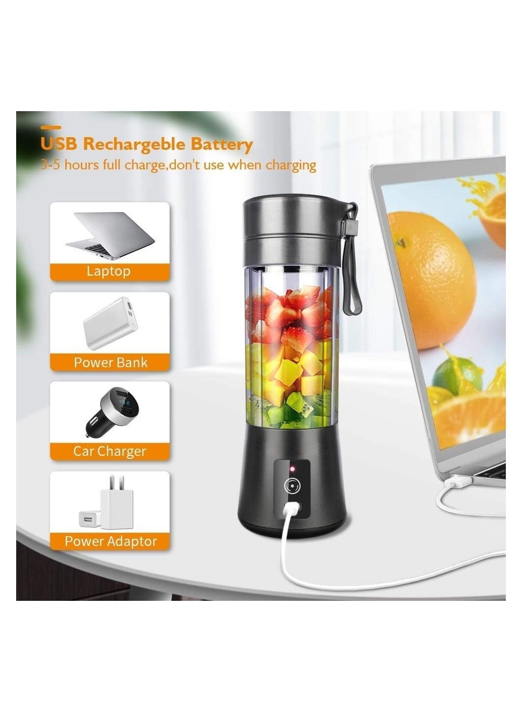Portable Blender Smoothie Maker - Rechargeable Leakproof Lid Sip Spout