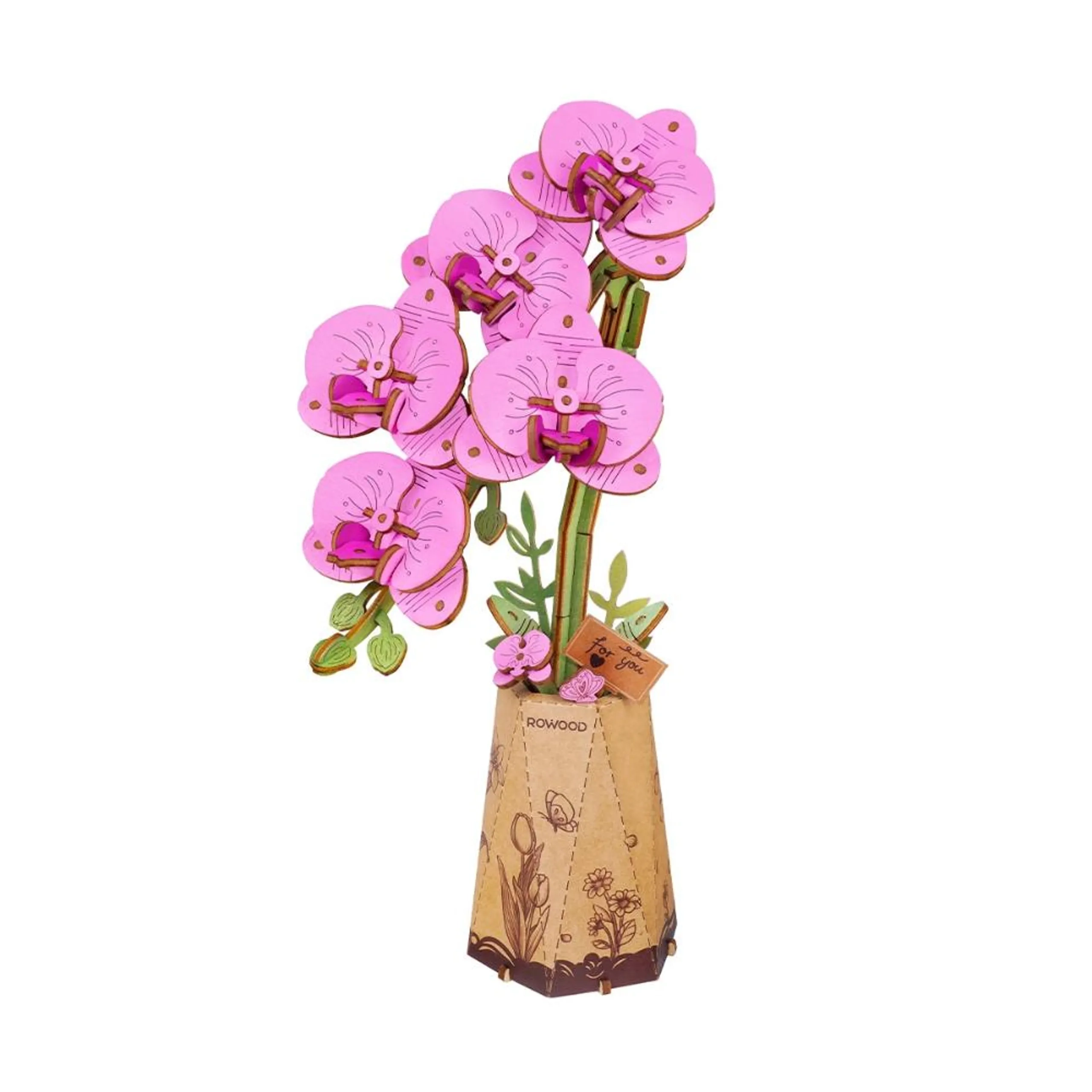 Rolife DIY Wooden Bloom Craft Purple Moth Orchid - 132 Pc