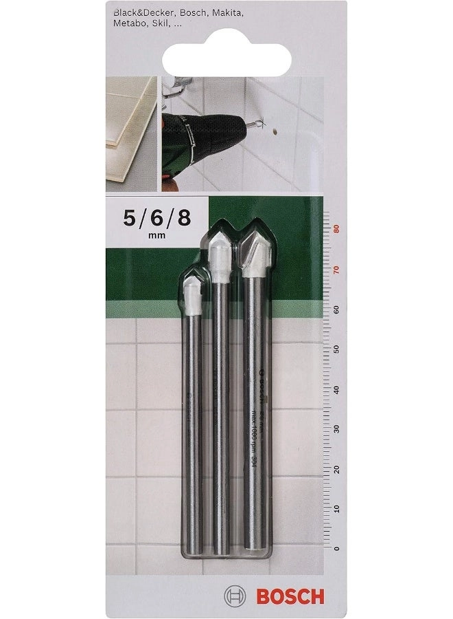 Tile Drill Bit Set - 3 Pieces Silver