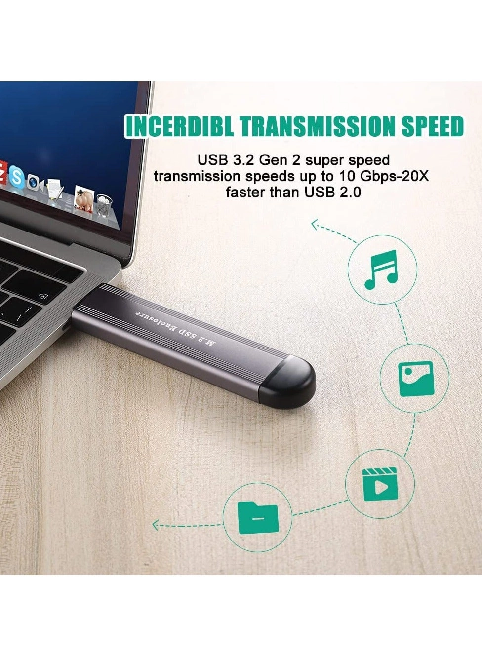 M.2 SSD Enclosure - NVMe SATA Dual Protocol 10Gbps USB-C/A