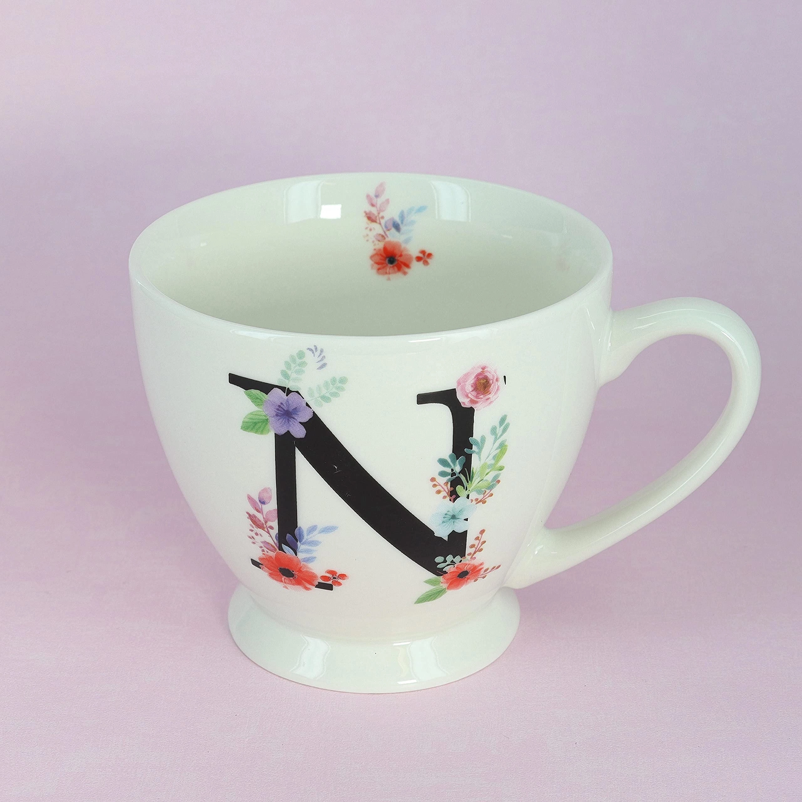 Blossom Monogram Reusable Cup - 1 pcs Floral Letter Print 450 ml