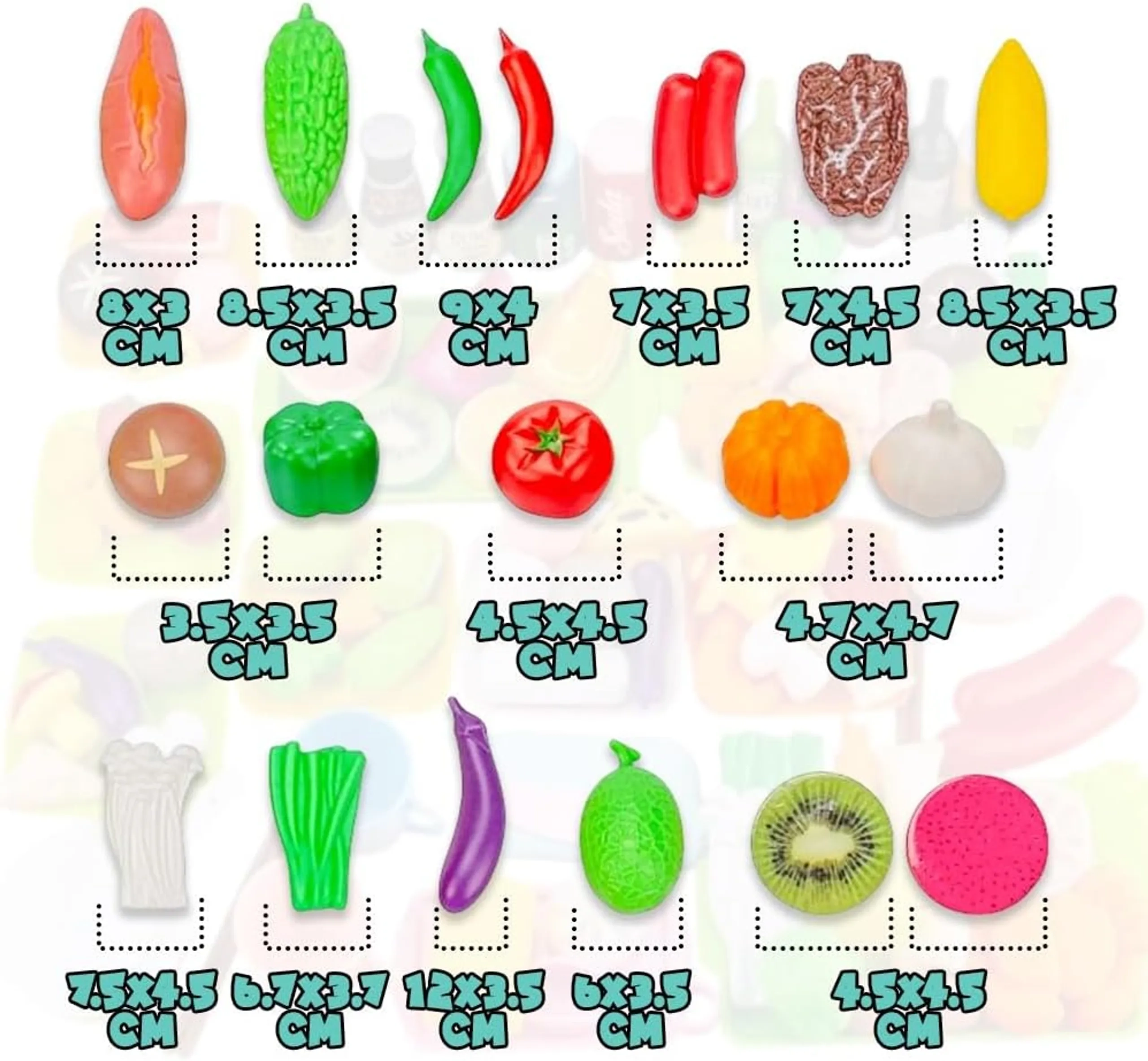 Plastic Fruit & Vegetables Pretend Play Set - 100 Pcs (31594931-KT008)