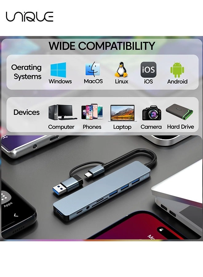8-in-1 USB + Type C Converter - True
